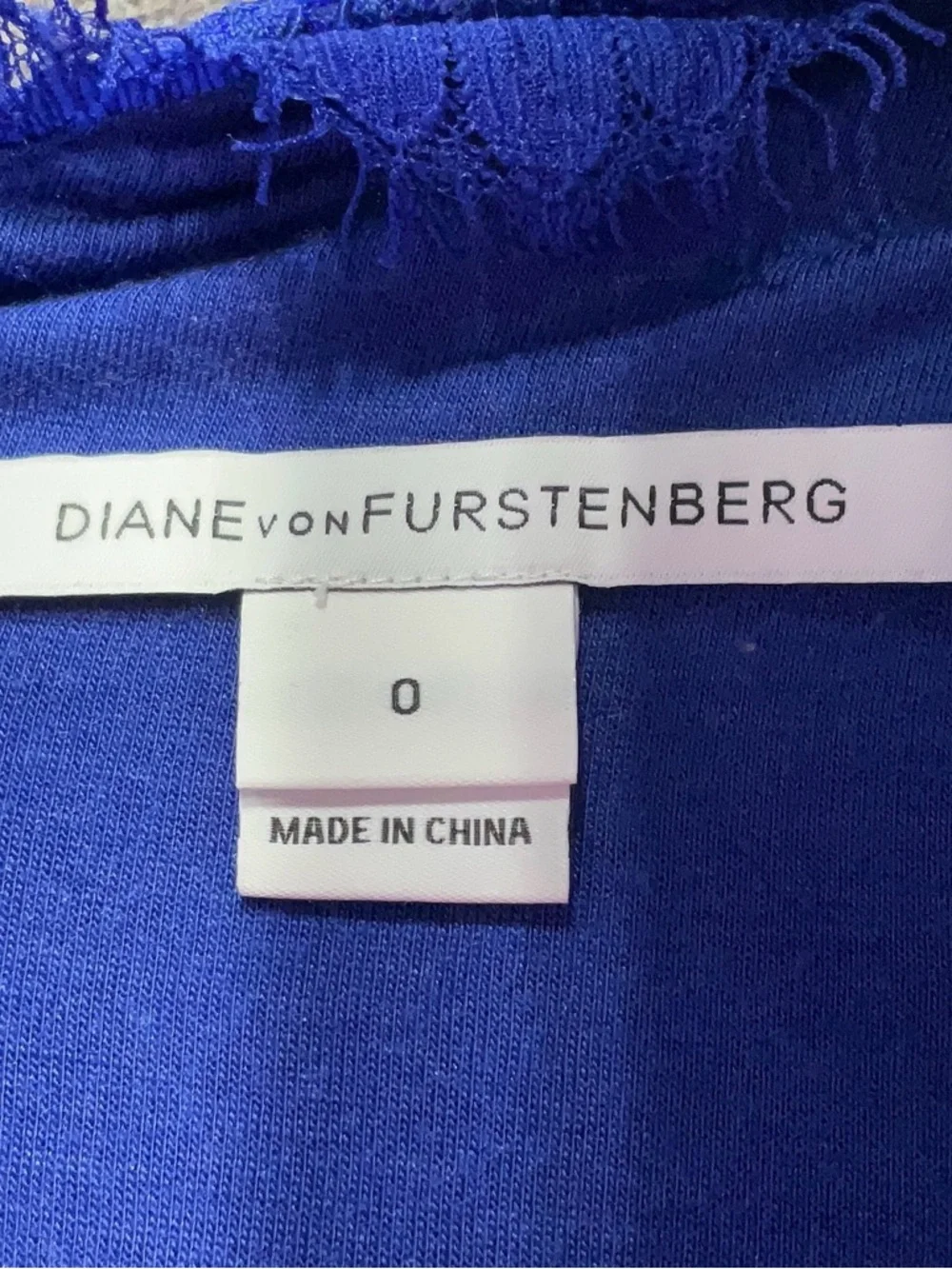 Diane Von Furstenberg Royal Blue Lace Long Sleeve Sheath Dress 0